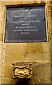 Chandos Almshouses plaque and gargoyle, Winchcombe