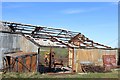 Burnt-out shed at Pittendynie