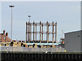 Gasholder superstructure above the rooftops, Great Yarmouth