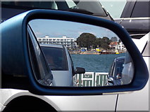 SZ0386 : Sandbanks: looking back from the car on the ferry by Chris Downer