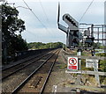 Railway station signal MS3893 near a viaduct, Wilmslow