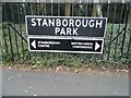 Sign for Stanborough Park, Garston