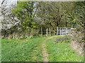 Gate on the public footpath around the western side of Wain Wood, Preston