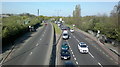 View west along the A12 from the footbridge at Little Heath