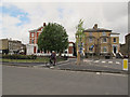 End of new cycle lane at the Royal Standard