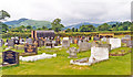 Cemetery at Llanrhaeadr-ym-Mochnant, view up Afon Rhaeadr valley, 1993