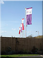 TM3763 : Heritage Gate flags by Geographer