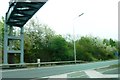 Slip road and gantry sign bridge on A1(M)