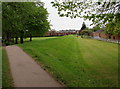 Embankment at the northern edge of Chippenham Recreation Ground, Monmouth