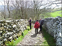 SH6216 : Walking between high dry stone walls near Barmouth by Jeremy Bolwell