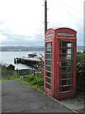 NS2480 : Phone box and Kilcreggan Pier by Thomas Nugent