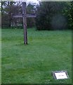 NO3524 : A wooden cross marking the original position of the ruined Abbey's altar by Stanley Howe