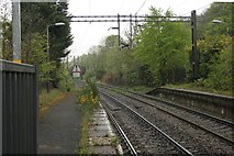 NS5572 : Overhead lines, Hillfoot Station by Richard Sutcliffe