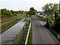 Railway and Station Road viewed from a footbridge, Little Stoke