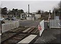 Barriers descending across Station Road level crossing, Ammanford