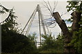 View of a roof feature on the National Sports Centre from Crystal Palace Park