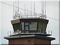 Control tower at Mildenhall bristling with antenna