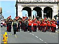 Cavalrymen en route from the changing of the guard, Castle Hill, Windsor, Berkshire (1)