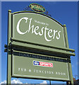 NZ3856 : Sign for Chesters pub by JThomas