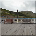 SH7883 : Memorial Benches on Llandudno Pier by Gerald England