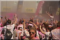 View of a small colour throw in front of the stage at the Colour Run #3