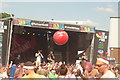 View of a giant volleyball in the crowd at the Colour Run #2