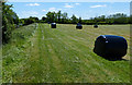 Farmland and bales next to the Oxford Canal