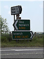 TM1274 : Roadsigns on the A140 Ipswich Road by Geographer