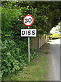 TM1280 : Diss Town sign on Burston Road by Geographer