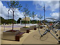H4572 : Benches and gym equipment, OASIS Plaza by Kenneth  Allen