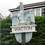 TM1791 : Wacton village sign (detail) by Adrian S Pye
