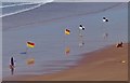 SM8521 : Safety flags, Newgale Sands by Robin Drayton
