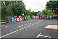 An array of recycling bins