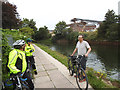 TQ3783 : Towpath cyclists by Stephen Craven