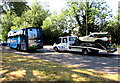 Classic car being transported along Oxford Road, Bicester