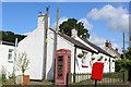 Cottages, phone box & post box, Johnstonebridge