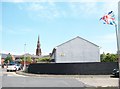 The steeple of the former Carlisle Memorial Methodist Church viewed from Hopewell Crescent