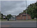 Bus stop by the library