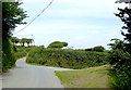 Road junction in Elmscott, Devon