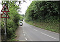 Two warning road signs alongside the A478 in Narberth