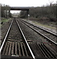 ST1281 : Railway between level crossing and motorway, Morganstown, Cardiff by Jaggery