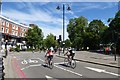 TQ2777 : Cyclists on Chelsea Embankment by DS Pugh
