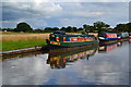 Moored narrowboats on the Shropshire Union Canal near Market Drayton