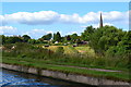 Brewood village and church spire from the Shropshire Union Canal