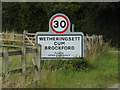 TM1265 : Wetheringsett Cum Brockford Village Name sign by Geographer