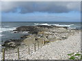 NF6908 : Storm beach and rocks by M J Richardson