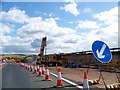 Approaching roadworks at A73 roundabout from M8 slip road