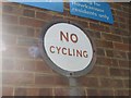 Old no cycling sign in Hawksmoor, Shenley