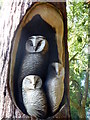 SU1490 : Owl carving by the entrance to Blunsdon House Hotel, Broad Blunsdon by pam fray