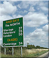 Roadsign on the A421 Great Barford Bypass